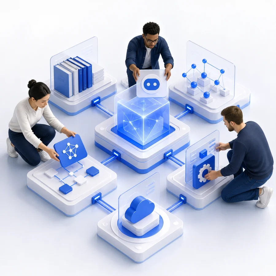 Profesionales diseñando y desplegando una solución modular con IA