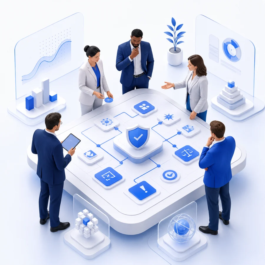 Equipo directivo analizando una estrategia de adopción responsable de IA